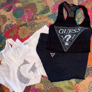 Guess Black and White shorts andTank Tops with Rhinestones